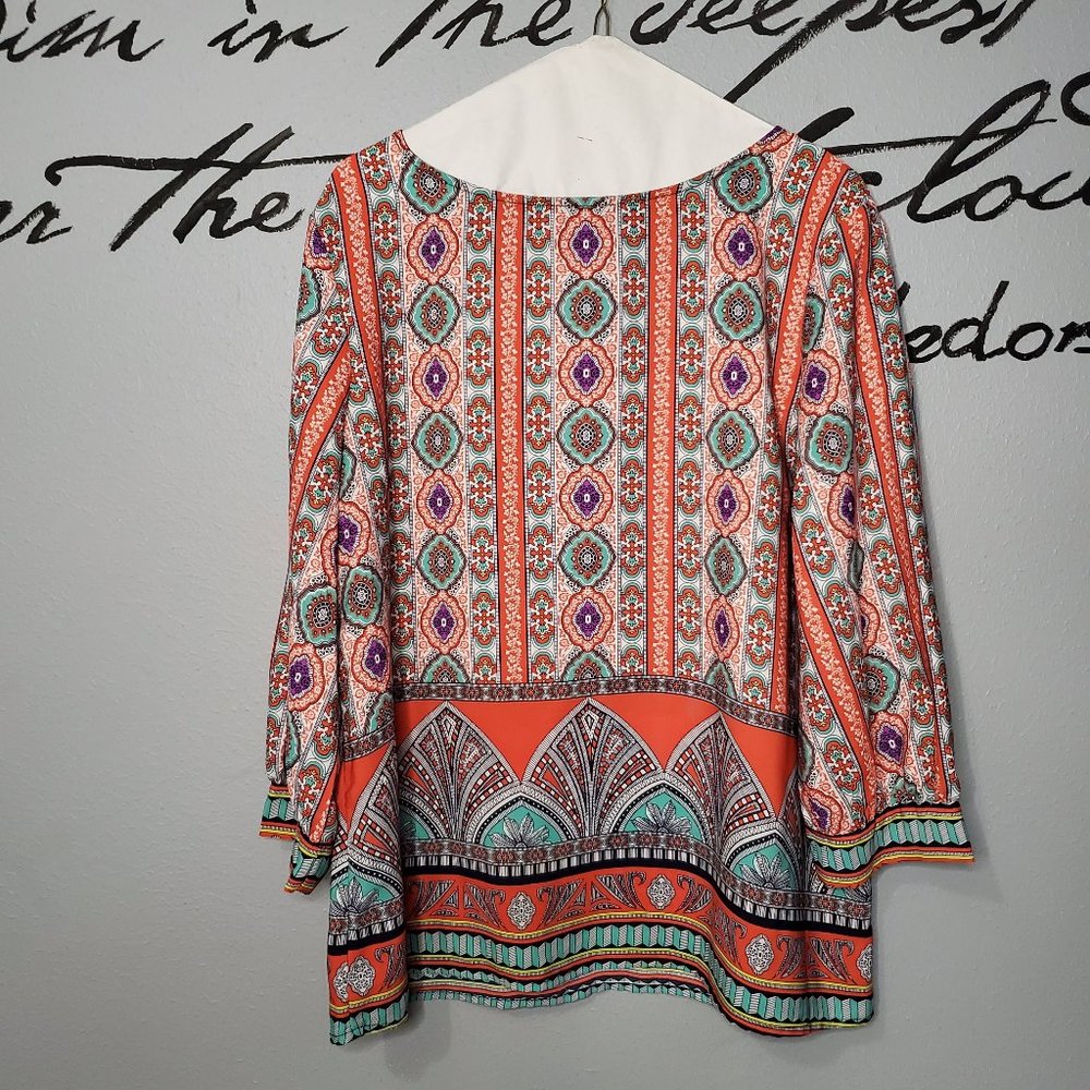 Gibson Latimer Lovely India-Inspired Print Blouse, M
